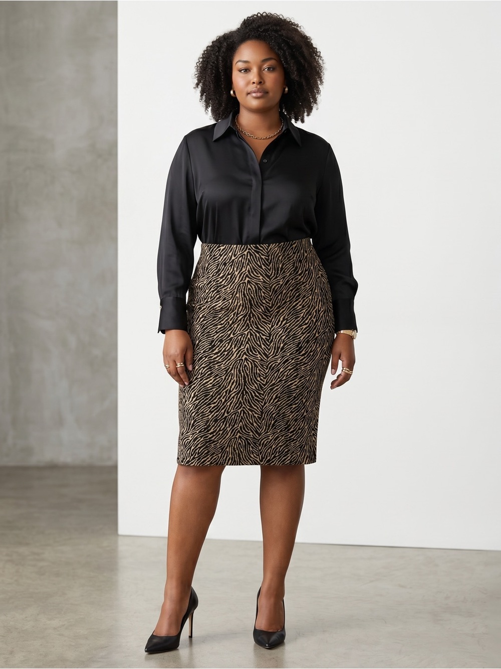 St. John Collection Black and Cream Zebra-Style Pencil Skirt - Picture 8 of 8